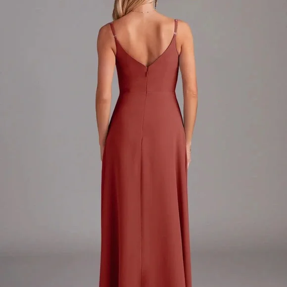 Azazie Daenerys Terracotta chiffon dress size 4! - Picture 2 of 7